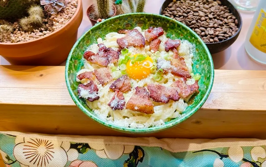 Udon carbonara
